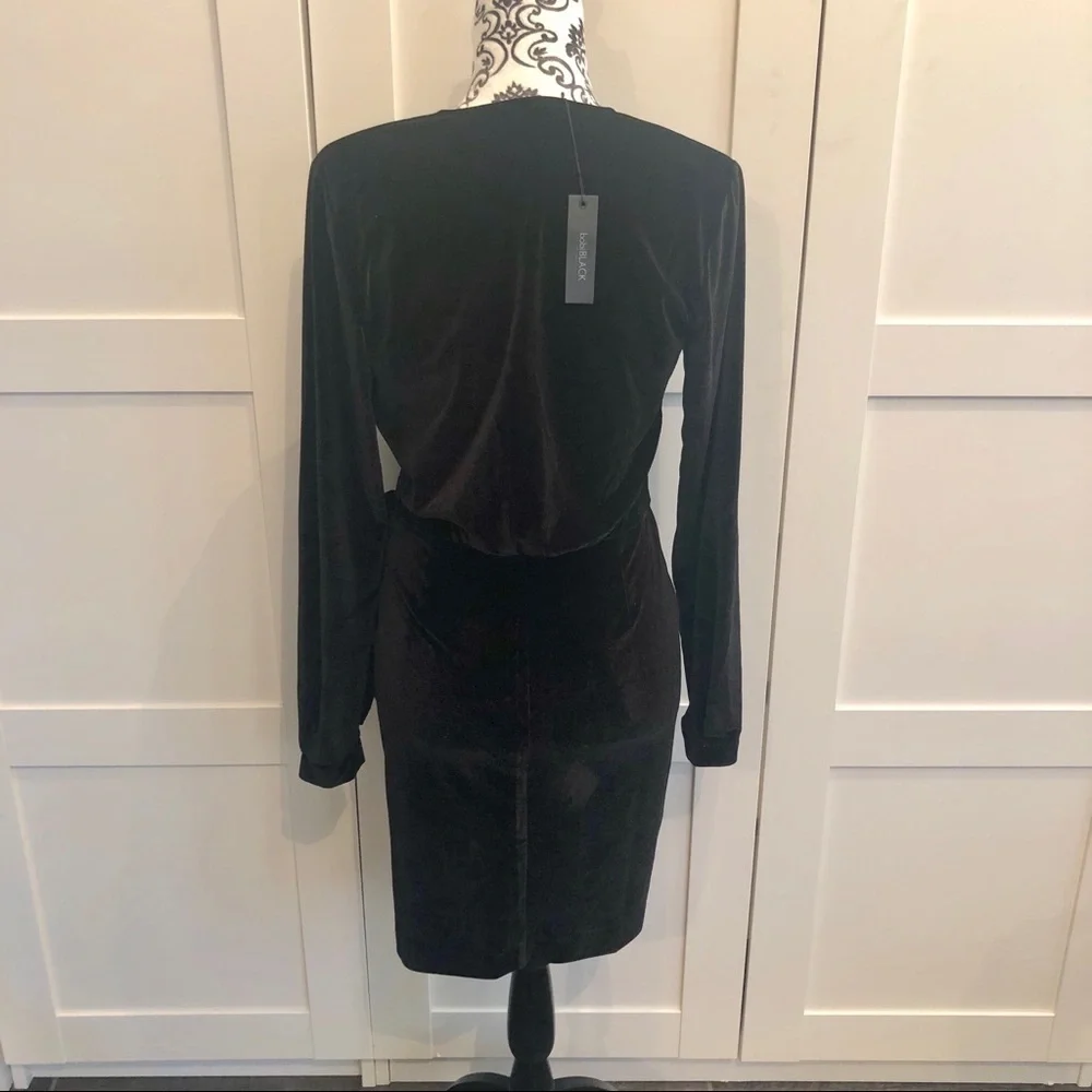 BOBI BLACK Long Sleeve  Black Velvet Wrap Dress Size Small - Picture 5 of 5